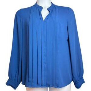White House Black Market Pleated Blouse Royal Blue Women’s Size 12